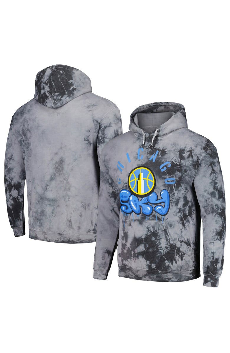 Stadium Essentials Unisex Stadium Essentials Charcoal Chicago Sky Street Art Dark Crystal Tie-Dye Washed Pullover Hoodie, Alternate, color, 