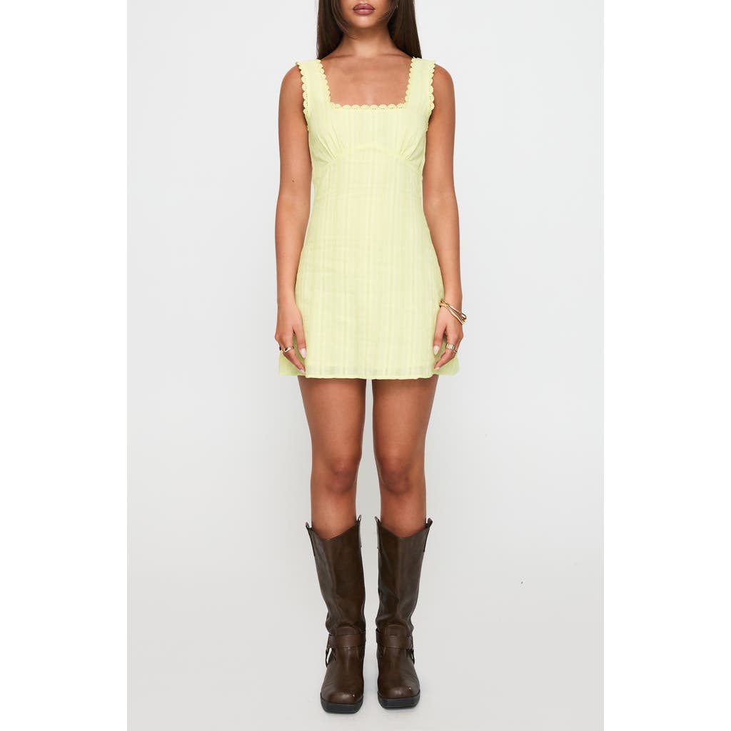 Princess Polly Dasha Cotton Fit & Flare Minidress In Yellow