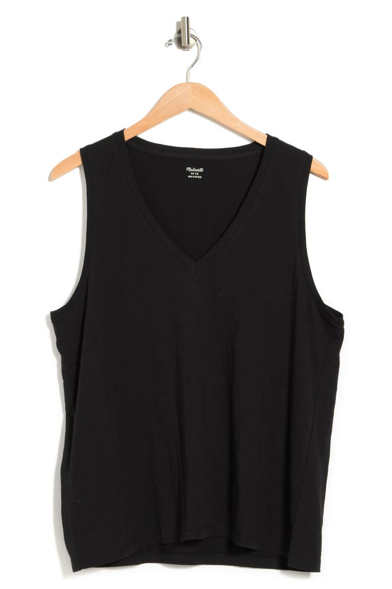 Whisper V-Neck Tank Top, Alternate, color, TRUE BLACK