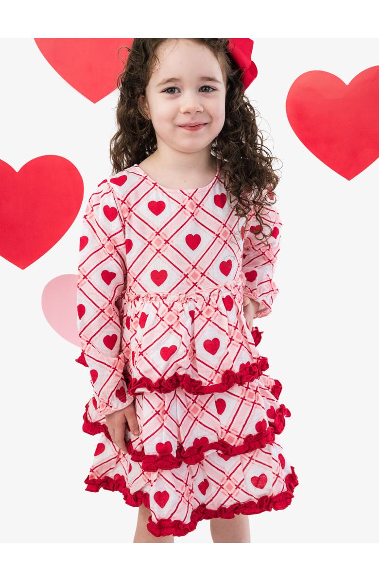 RuffleButts Cotton Gauze Tiered Ruffle Dress, Alternate, color, Pink Sweetheart Plaid