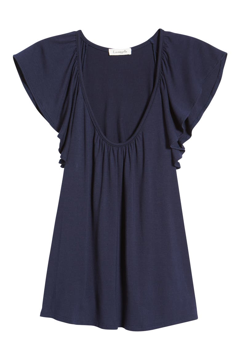 Flutter Sleeve Top, Alternate, color, NAVY