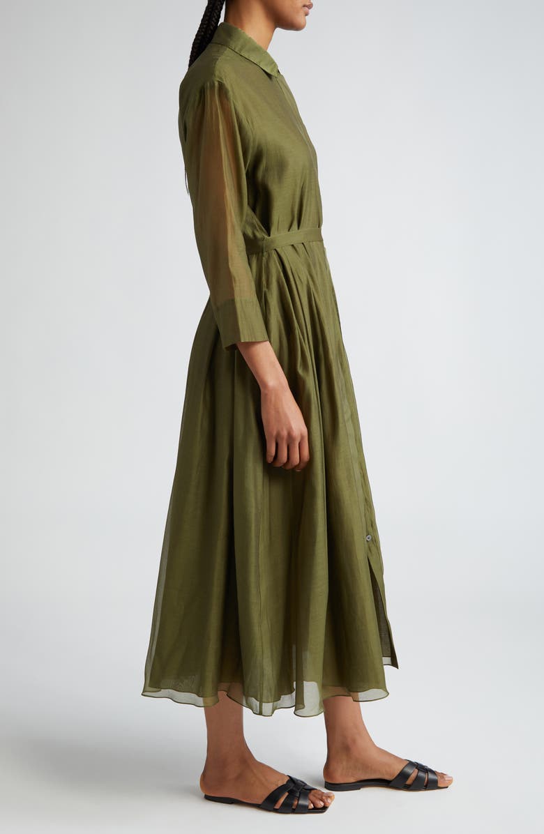 Max Mara Sial Sheer Sleeve Cotton & Silk Voile Shirtdress, Alternate, color, 