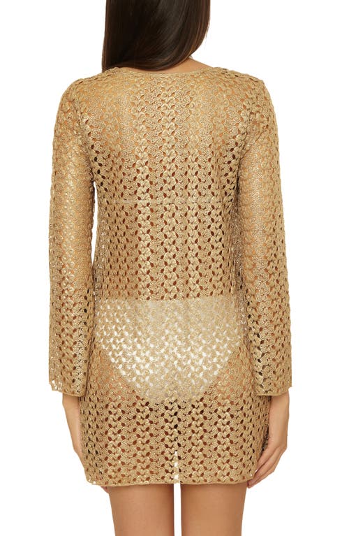 Becca Paradise Metallic Knit Cover-up Tunic In Antique Gold