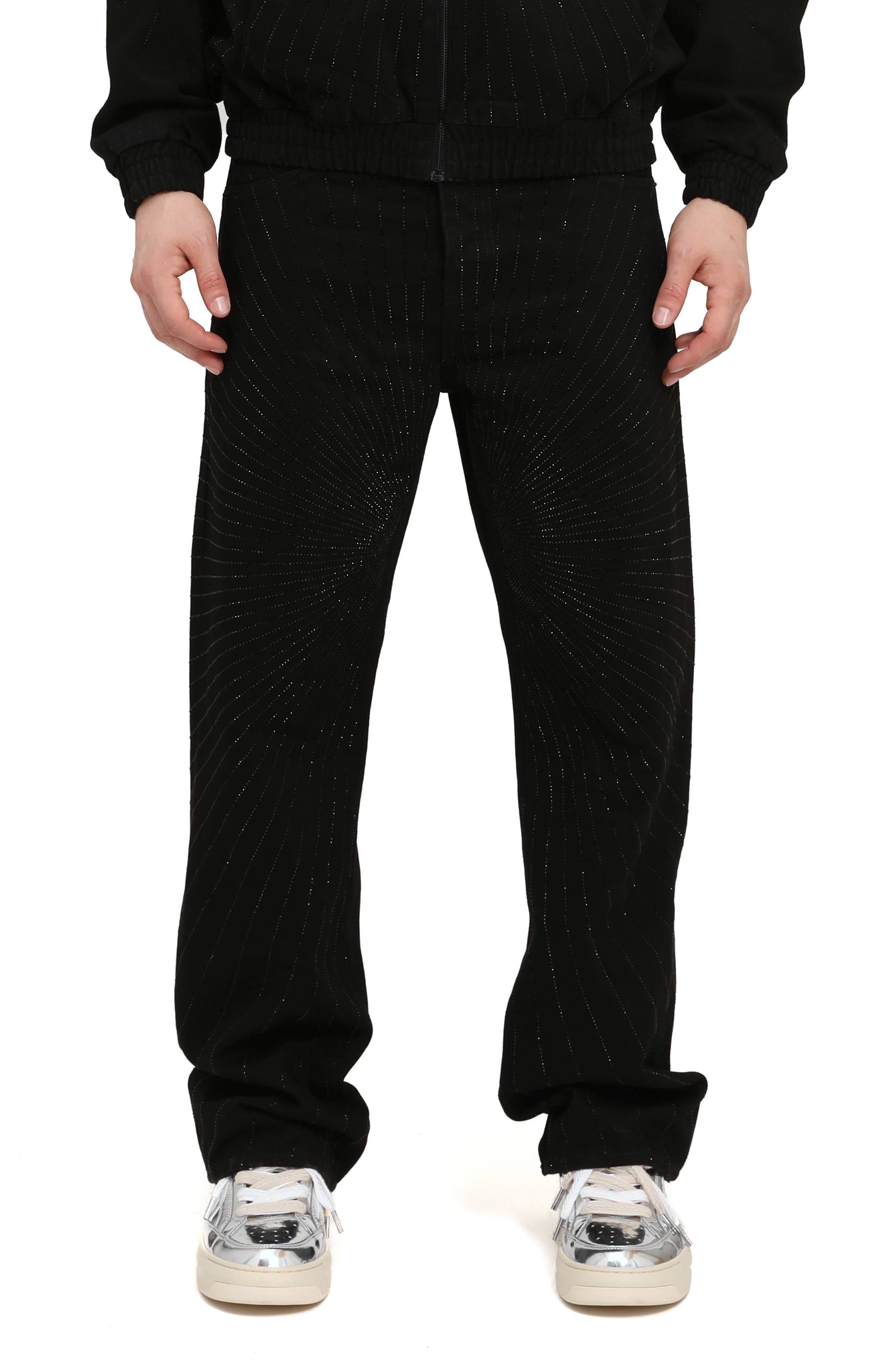 Radial Hotfix Studded High Waist Relaxed Leg Jeans