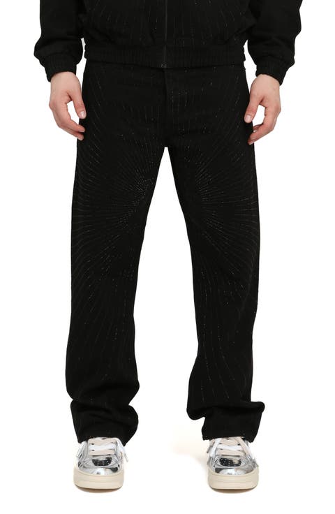 Radial Hotfix Studded High Waist Relaxed Leg Jeans