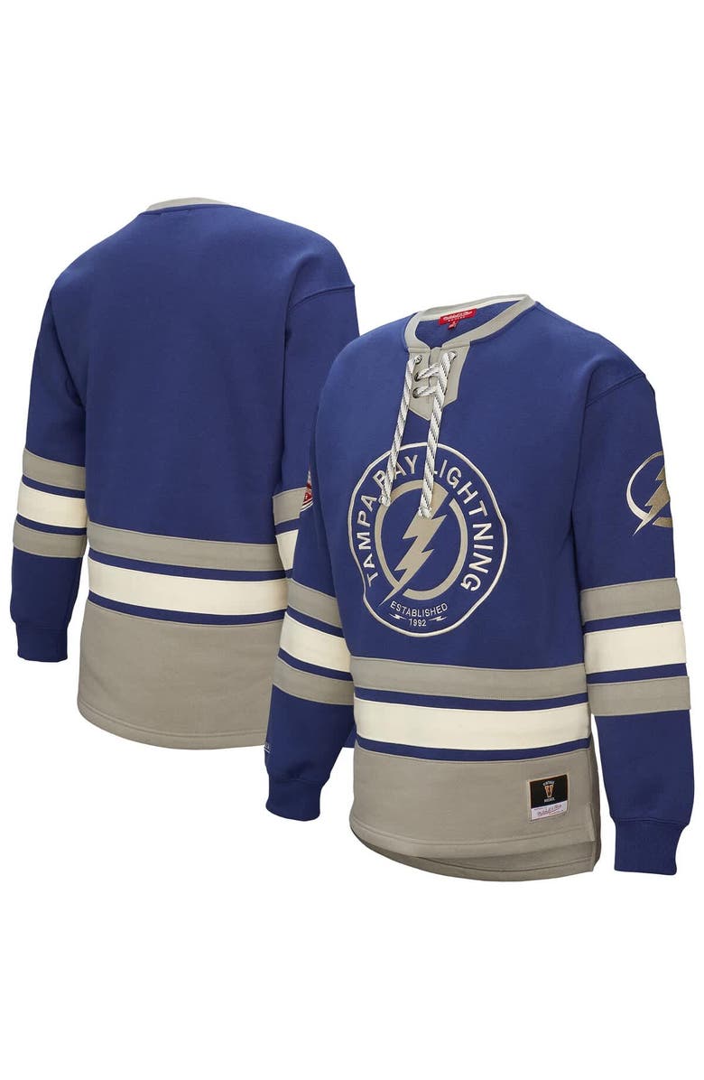 Mitchell & Ness Women's Mitchell & Ness Blue Tampa Bay Lightning Heritage Lace-Up Pullover Sweatshirt, Main, color, Blue