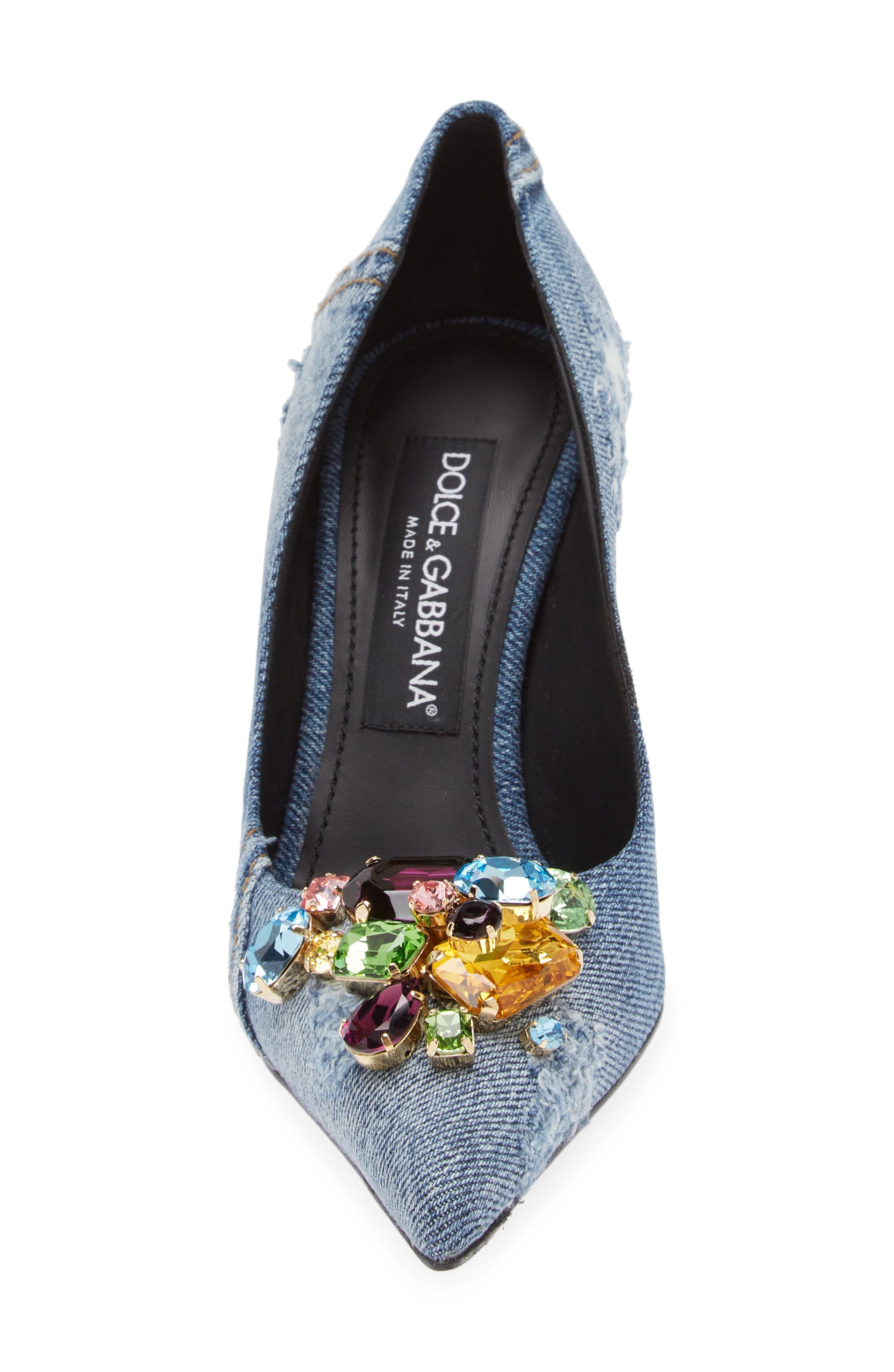 Dolce&Gabbana Patchwork Denim Pointed Toe Pump, Alternate, color, Denim Blue