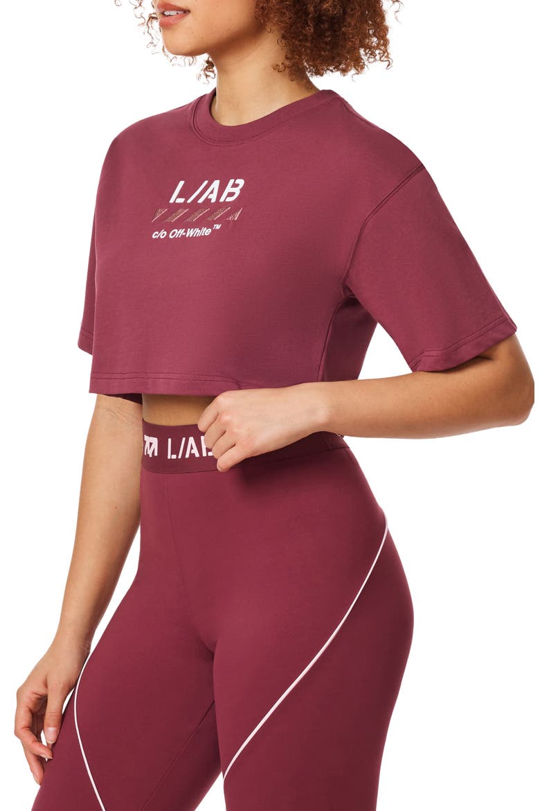 Graphic Crop Cotton T-Shirt, Alternate, color, BURGUNDY OFF