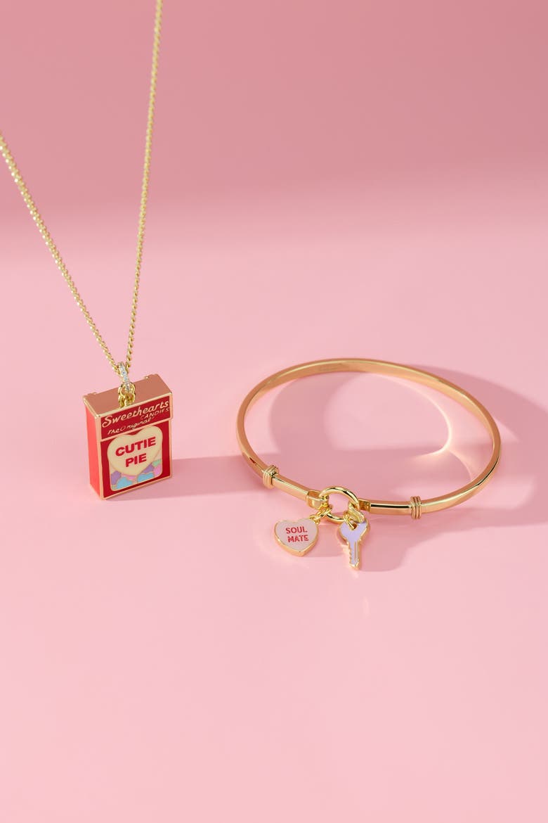 Sweethearts® Box Locket And Heart Charm Necklace, Alternate, color, Gold