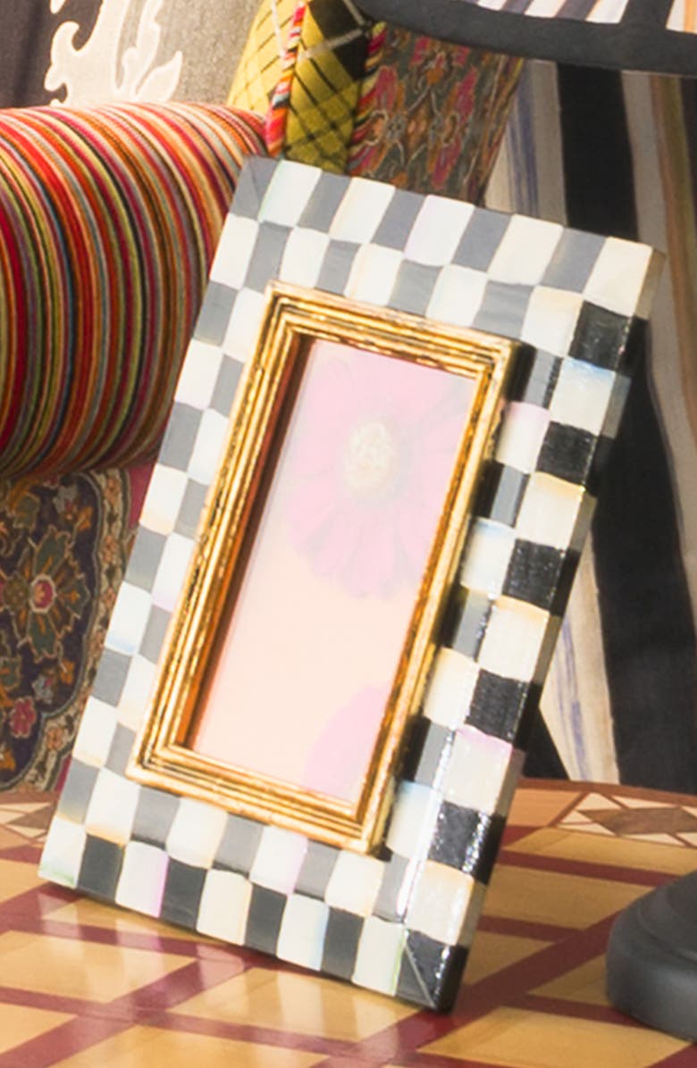 MACKENZIE CHILDS Courtly Check Enameled Steel 5 x 7-Inch Picture Frame, Alternate, color, Black/ White