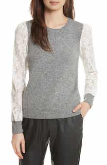 Rebecca Taylor Lace Sleeve Pullover