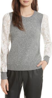 Rebecca Taylor Lace Sleeve Pullover