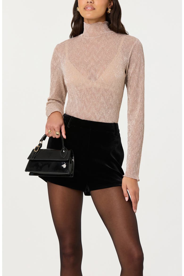 Kyra Metallic Mock Neck Shirt, Alternate, color, CHAMPAGNE
