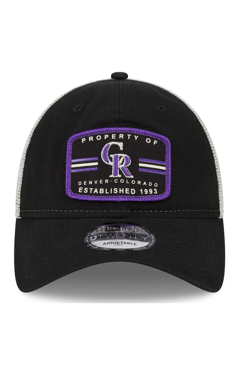 New Era Men's New Era Black Colorado Rockies Property Trucker 9TWENTY Snapback Hat, Alternate, color, 
