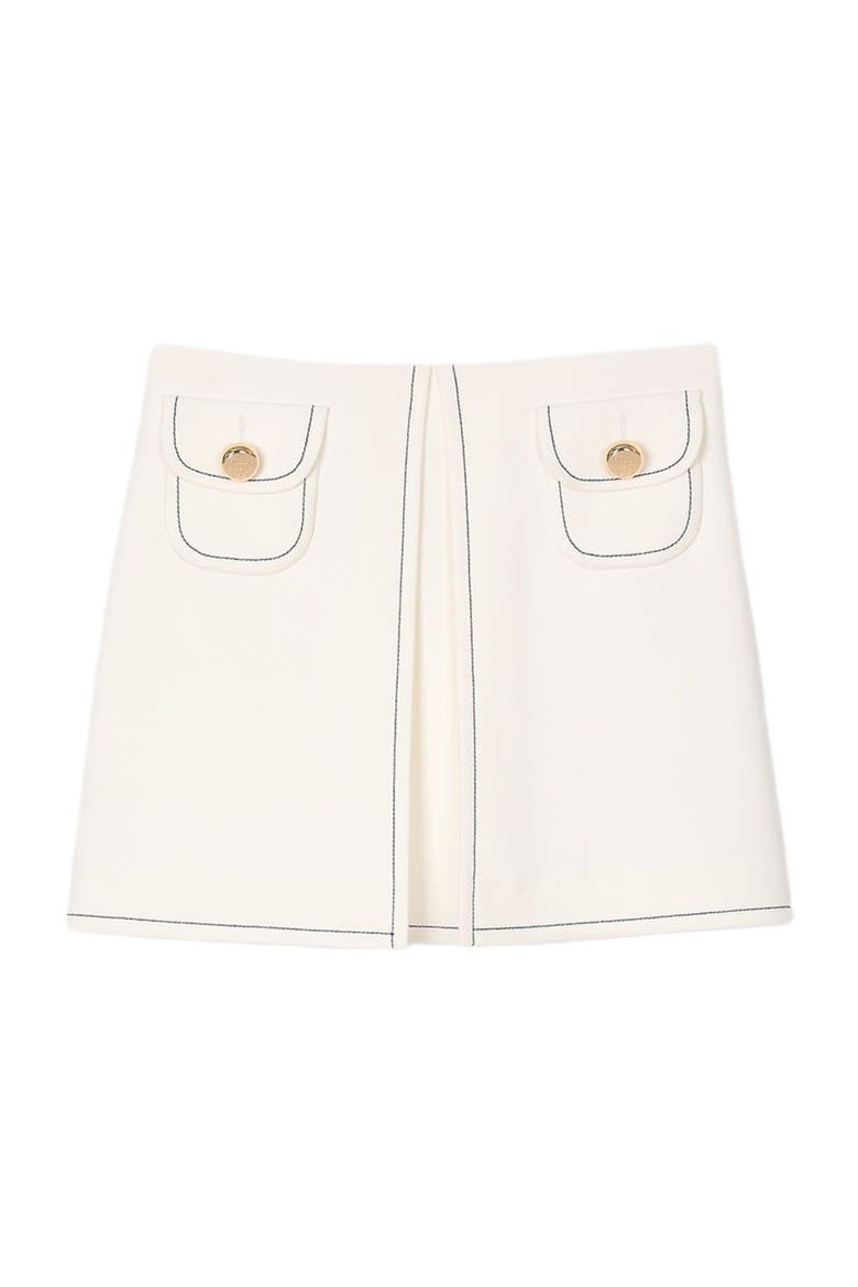 Short box-pleated skirt, Alternate, color, Ecru