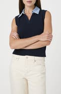 French Connection Contrast Collar Cotton Sweater Vest