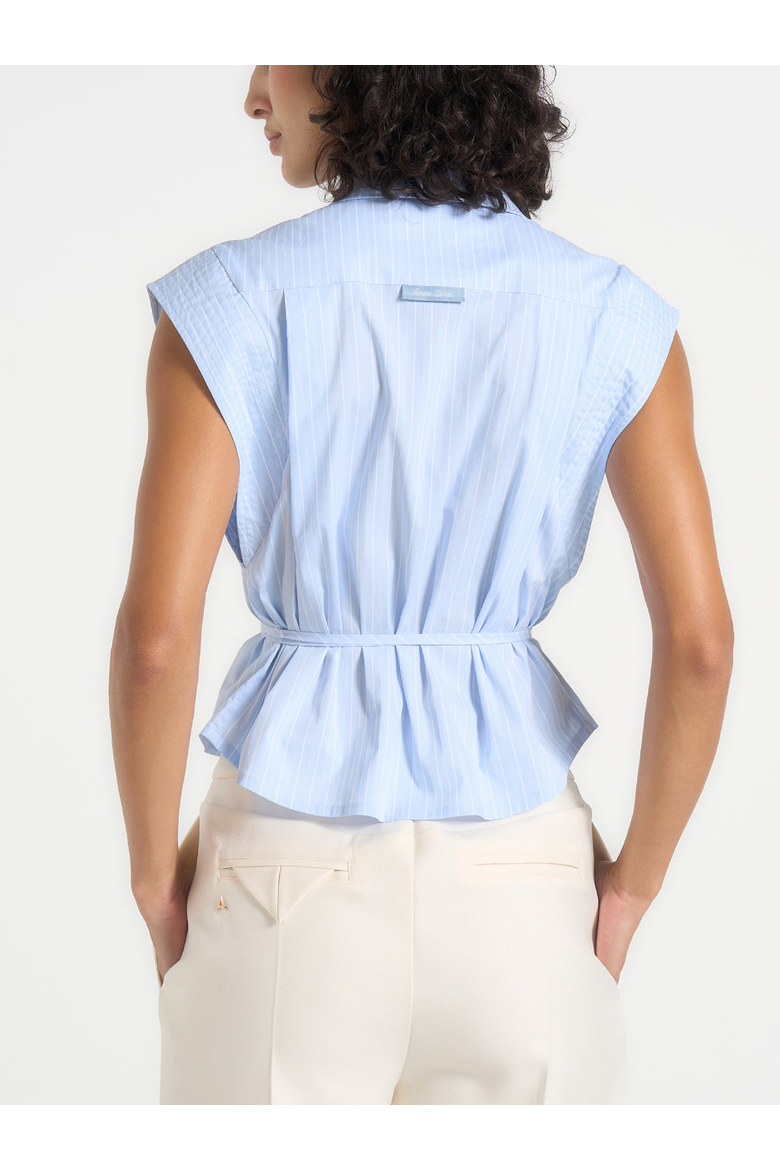 Malia Wide Shoulder Cropped Shirt, Alternate, color, Blue