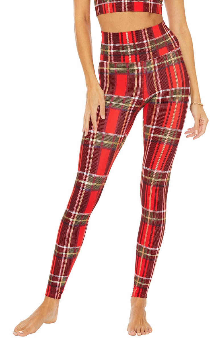 Beach Riot Piper Holiday Plaid High Waist Leggings, Main, color, 