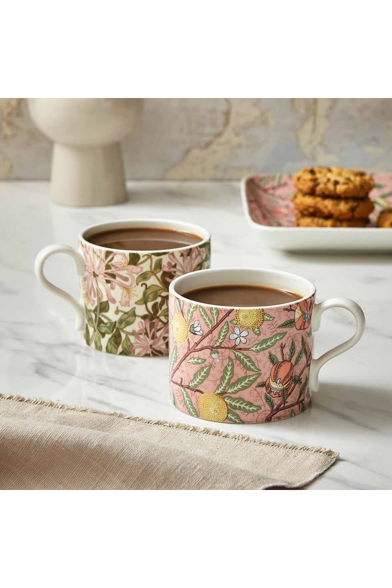 Morris & Co Set of 2 Porcelain Mugs, 12 oz, Alternate, color, Fruit & Honeysuckle