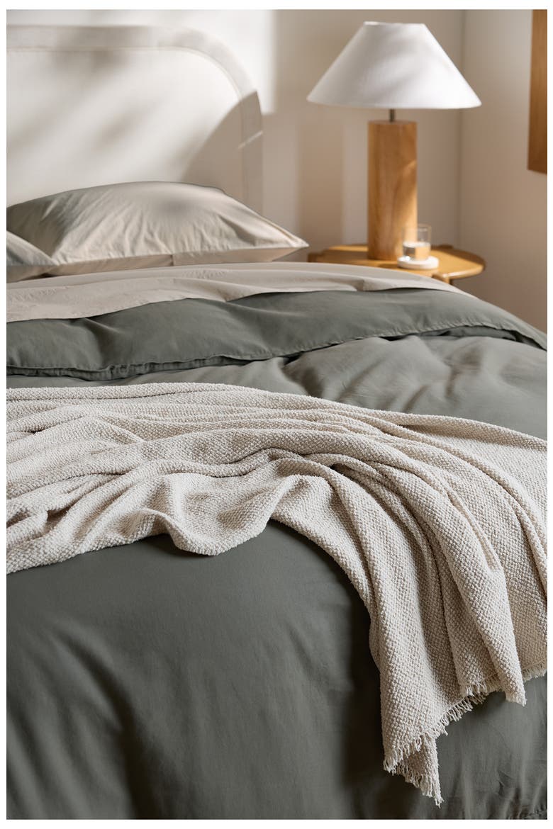 Cotton Blend Bouclè Throw Blanket (Nordstrom Exclusive), Alternate, color, OATMEAL