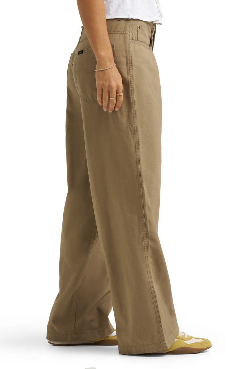 Lee Pleated Slouchy Wide Leg Twill Pants, Alternate, color, City Limits Khaki