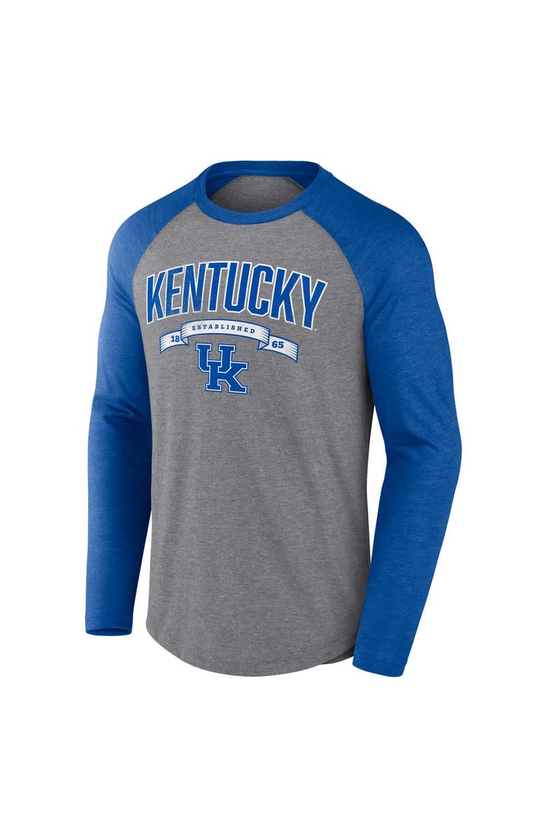 FANATICS Men's Fanatics Gray Kentucky Wildcats Banner Year Tri-Blend Raglan Long Sleeve T-Shirt, Alternate, color,