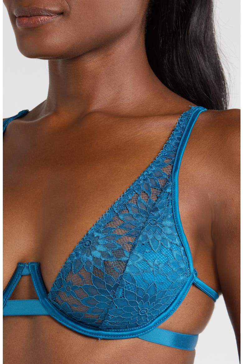 Sun Kissed Underwire Bra, G-String & Garter Belt Set, Alternate, color, BLUE