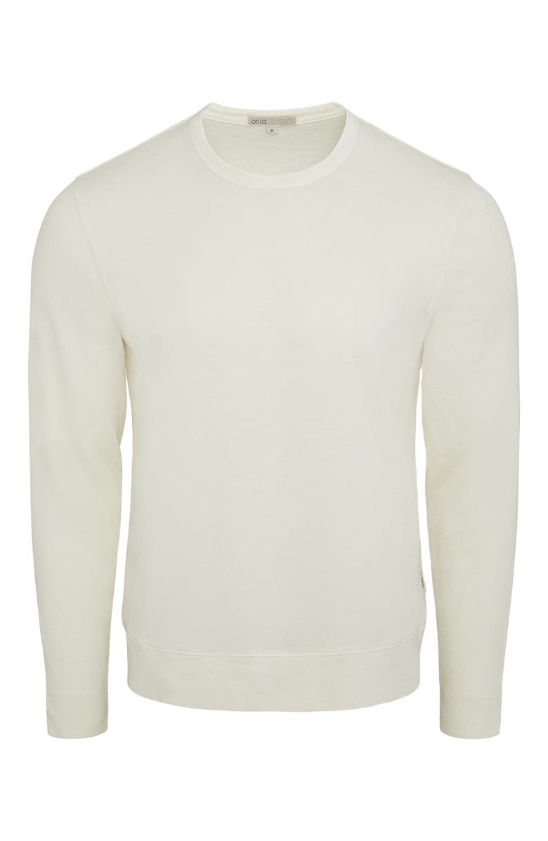 Onia Slub Terry Crewneck Sweater, Alternate, color, Egret