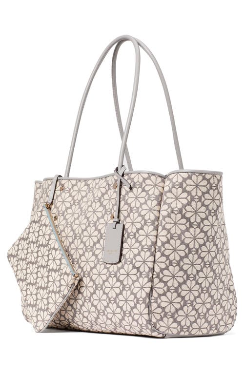 Kate Spade Large Spade Flower Jacquard Tote Bag In Grey Multi.