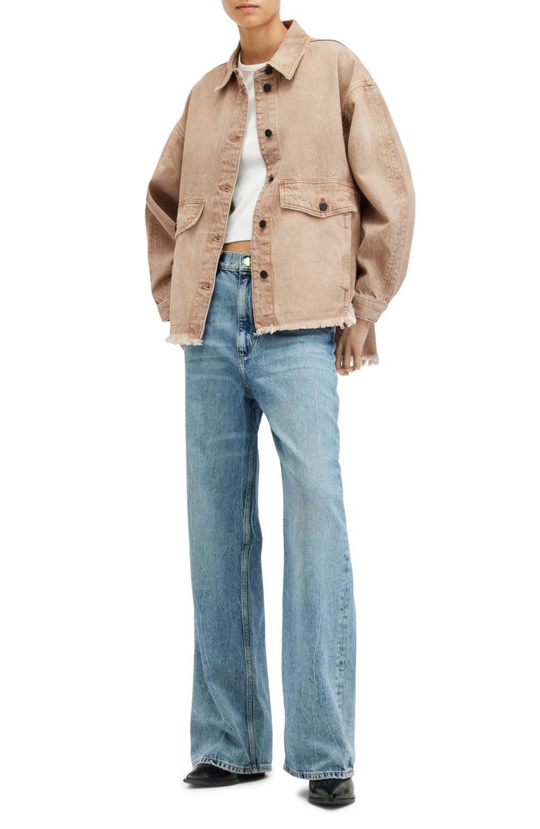 AllSaints Hettie Raw Hem Denim Shacket, Alternate, color, 