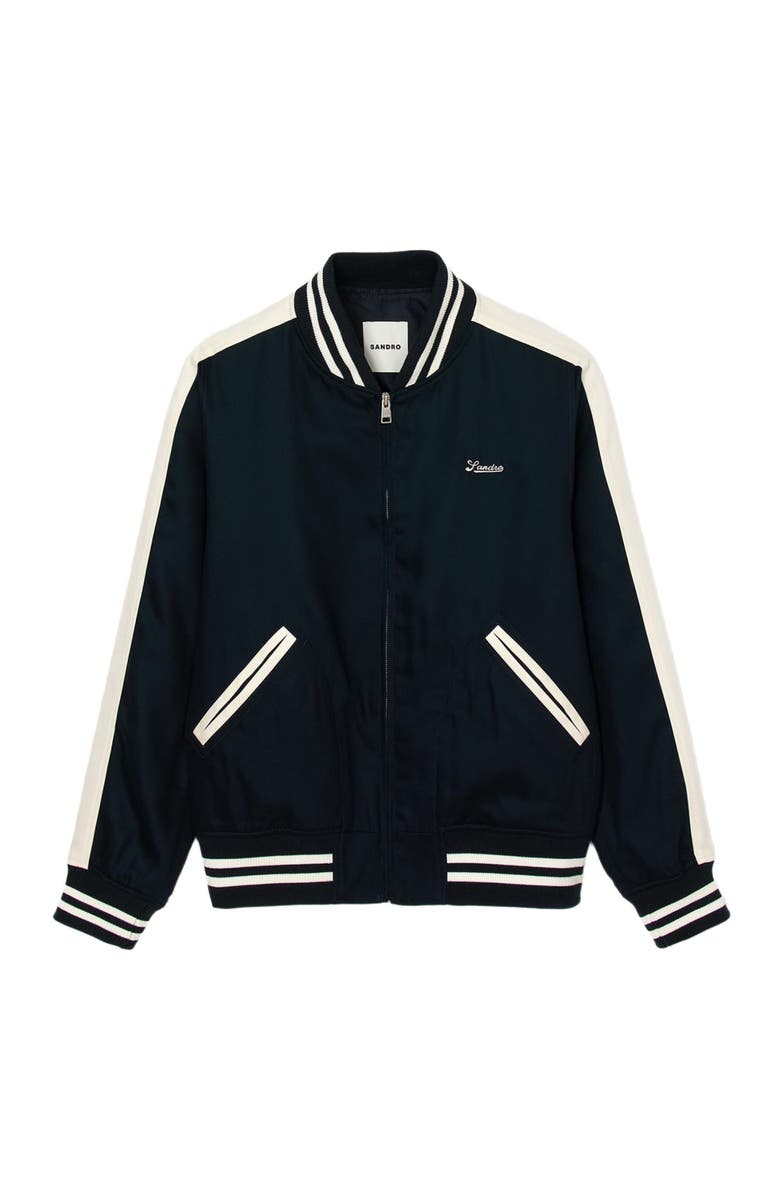 SANDRO College-style varsity jacket, Alternate, color, Navy Blue