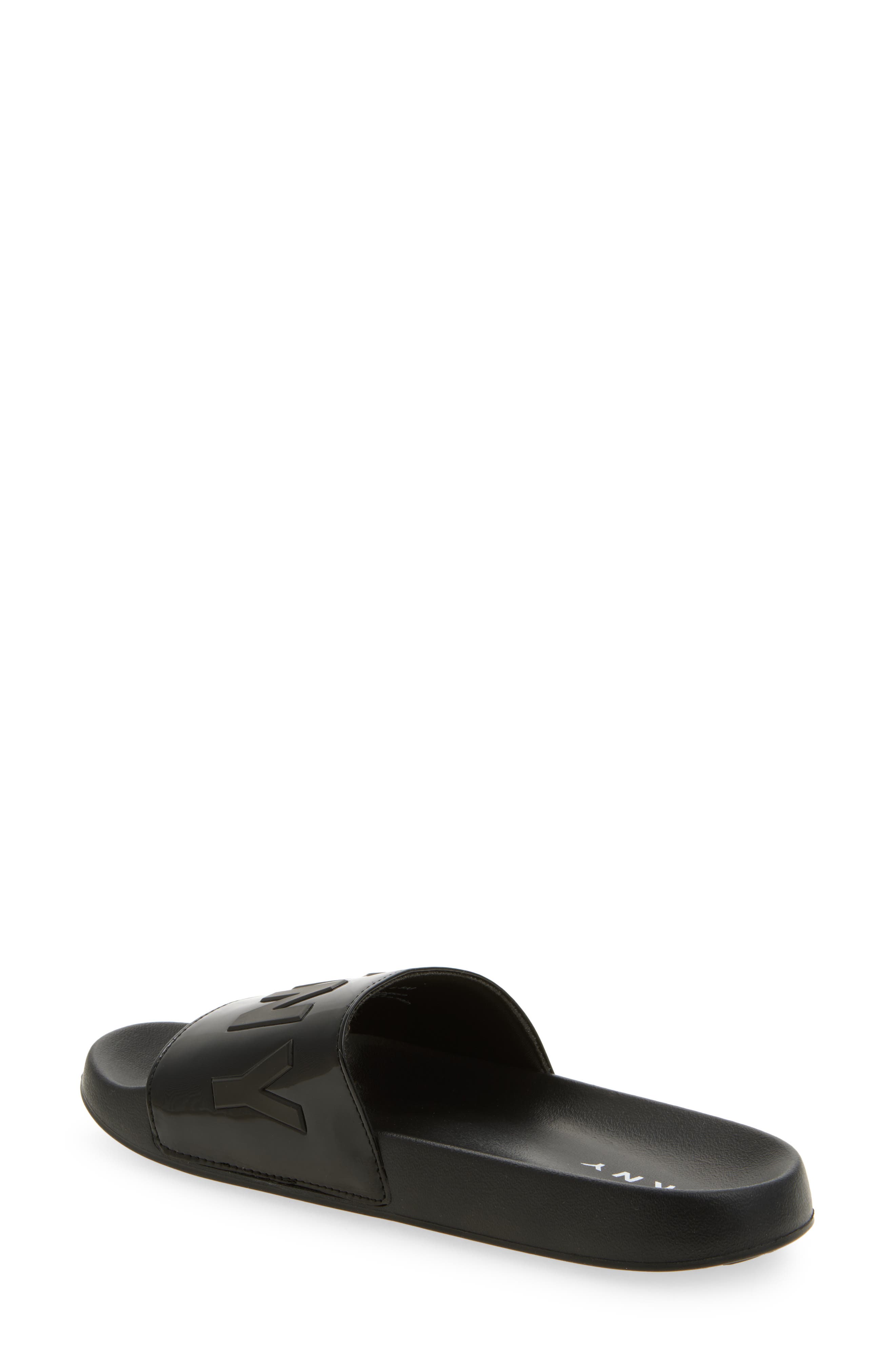 DKNY Zinna Logo Shower Slide Sandal, Alternate, color, Black