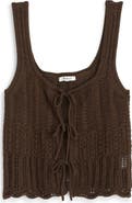 Madewell Pointelle Stitch Tie Front Cotton Sweater Tank