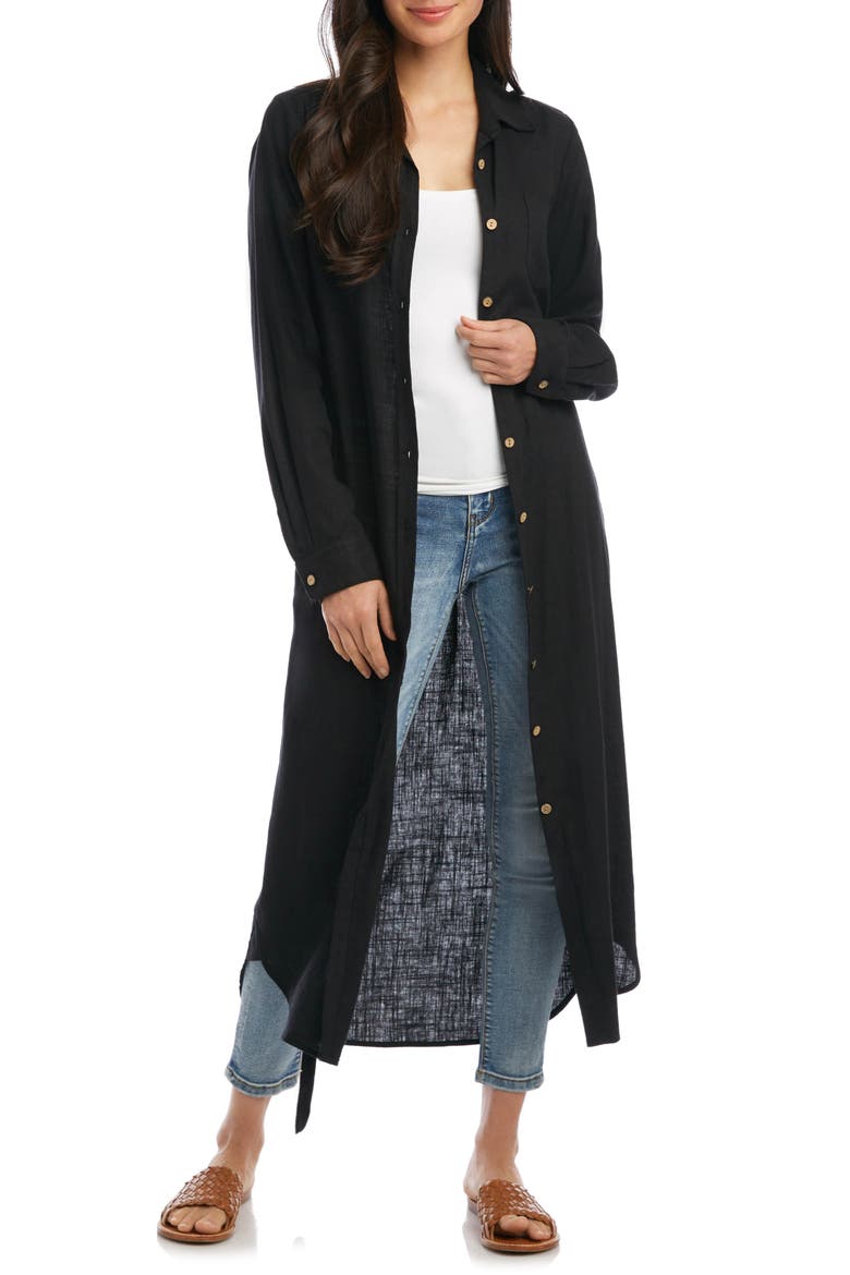 Long Sleeve Shirtdress, Alternate, color, BLACK