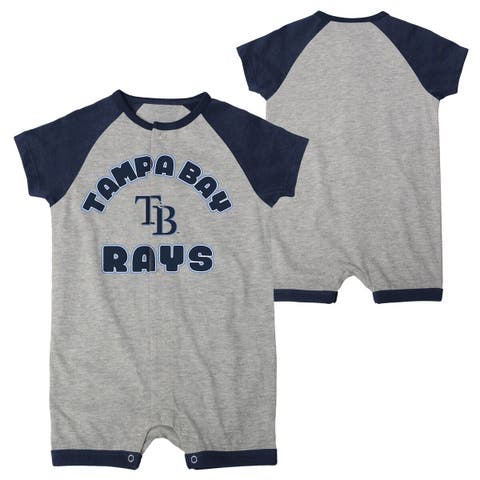 Infant  Heather Gray Tampa Bay Rays Extra Base Hit Raglan Full-Snap Romper