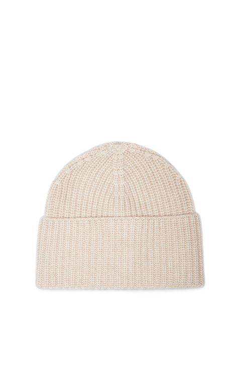Cashmere rib knit beanie