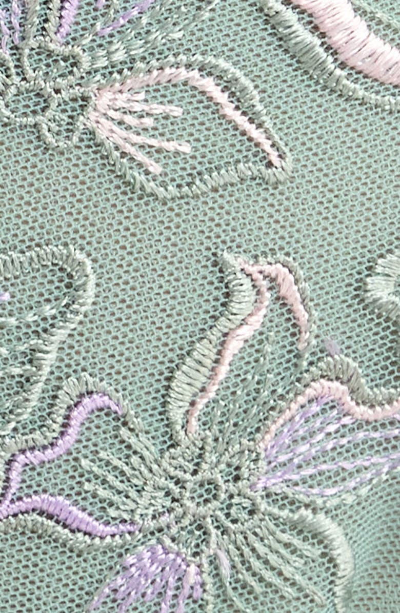 Hunkemöller Lauren Embroidered Mesh Thong, Alternate, color, Silt Green