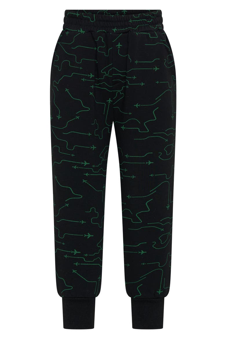 Kids' Inflight Print Cotton Joggers, Main, color, BLACK