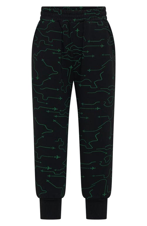 Tiny Tribe Kids' Inflight Print Cotton Joggers In Black