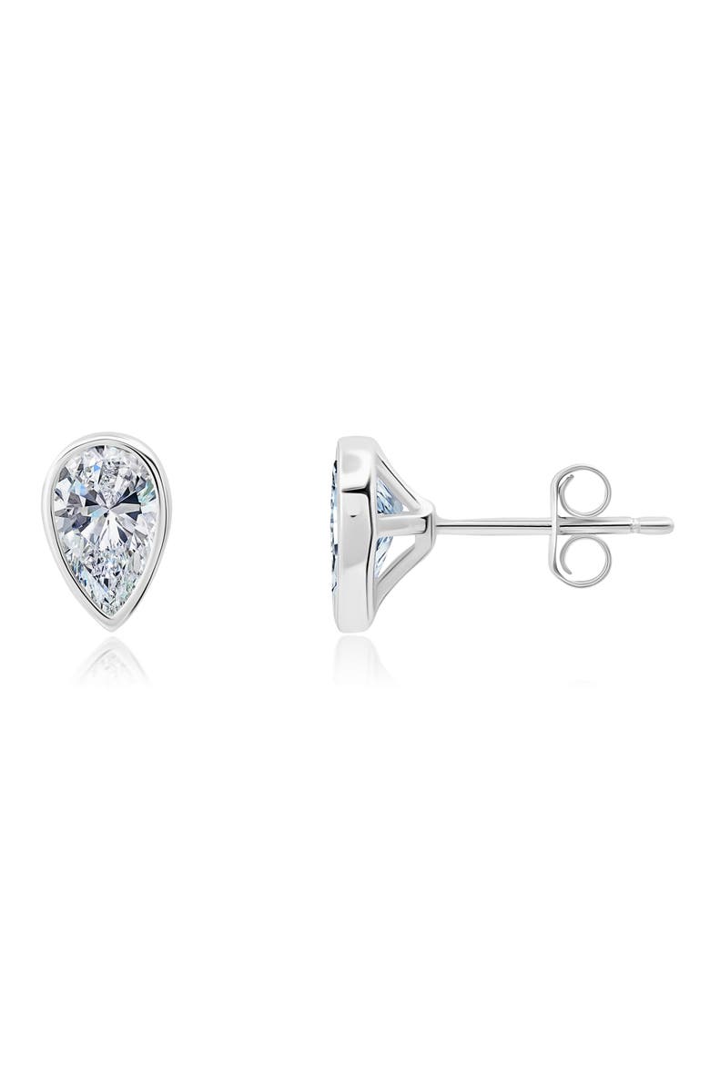 Pear Cubic Zirconia Stud Earrings, Main, color, PLATINUM