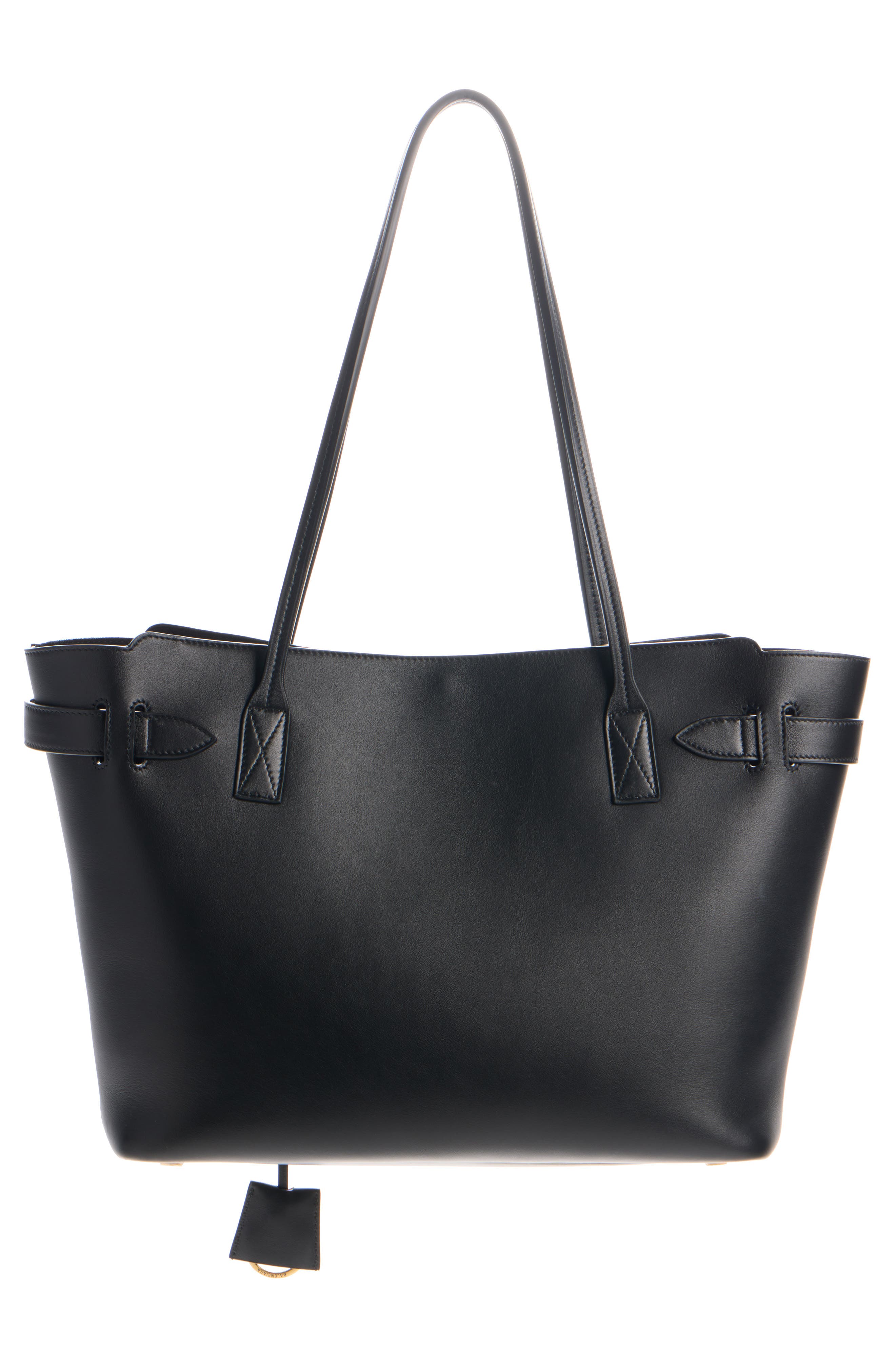 Balenciaga Medium Bel Air Leather Tote, Alternate, color, 1000 Black