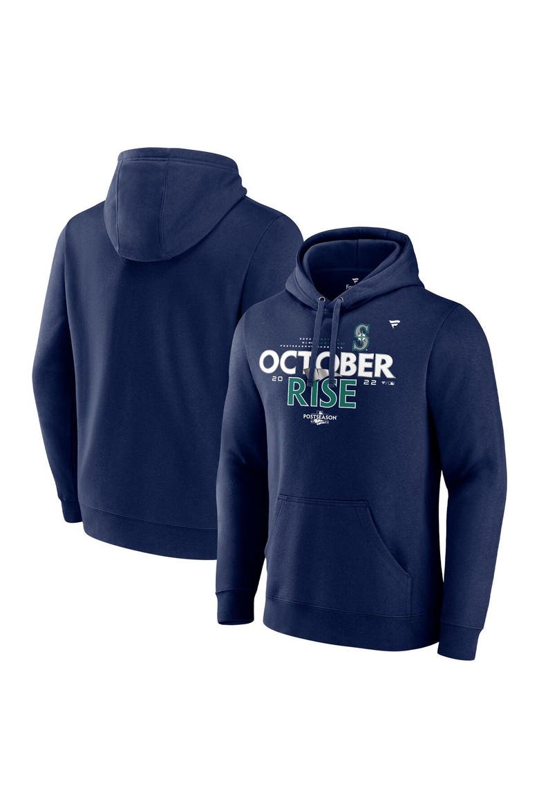 Men's Fanatics Branded Navy Seattle Mariners 2022 Postseason Locker Room Pullover Hoodie, Main, color, Navy