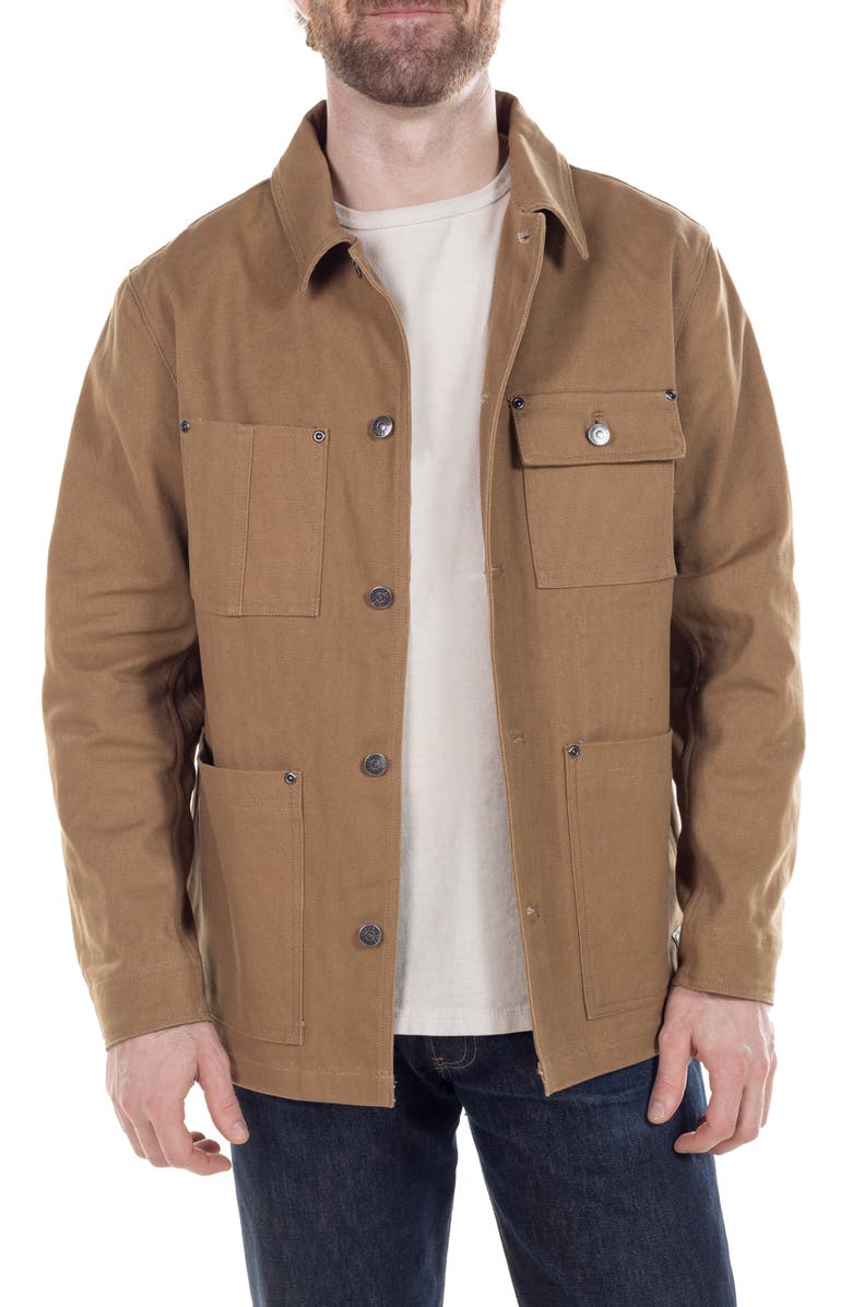 Schott NYC Cotton Canvas Jacket, Main, color, Khaki
