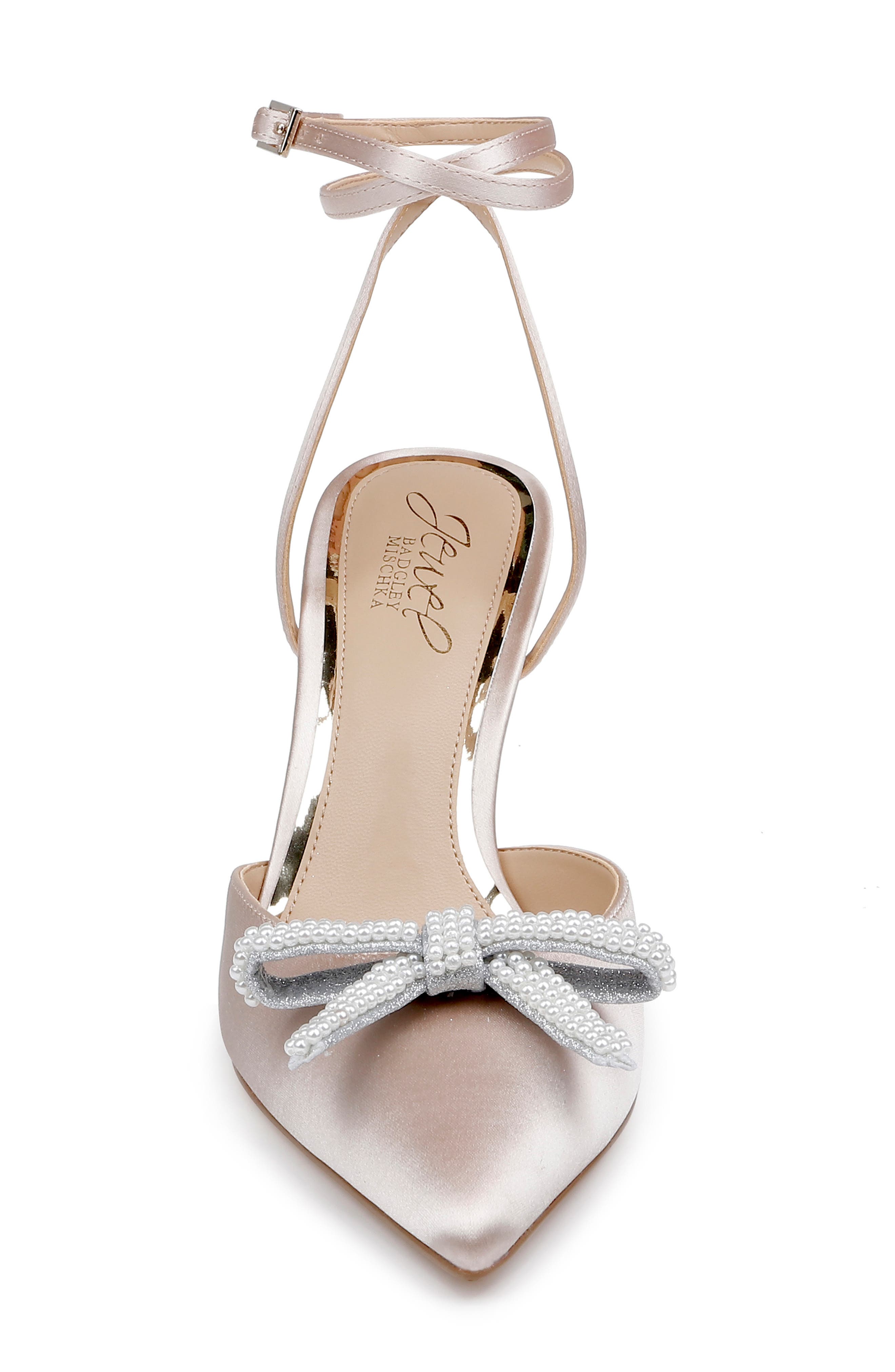 Kynlee Ankle Strap Pointed Toe Pump, Alternate, color, CHAMPAGNE SATIN