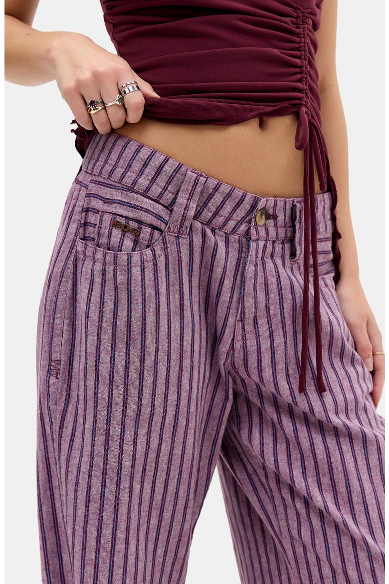 Kayla Stripe Linen Wide Leg Pants, Alternate, color, PURPLE STRIPE