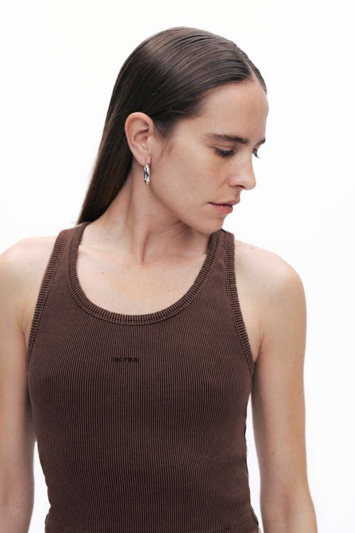 Shop Nocturne Ribbed Crop Top In Coffee