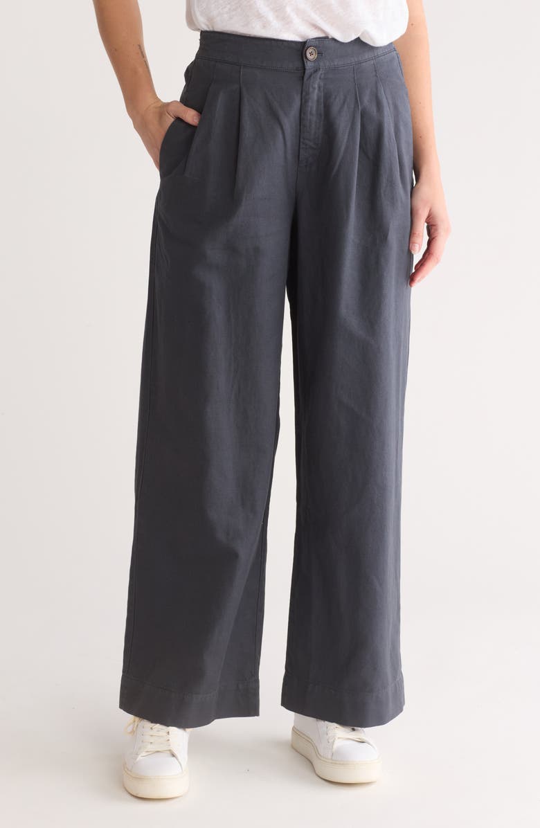 Faherty Marin High Waist Wide Leg Cotton Canvas Pants, Main, color, 