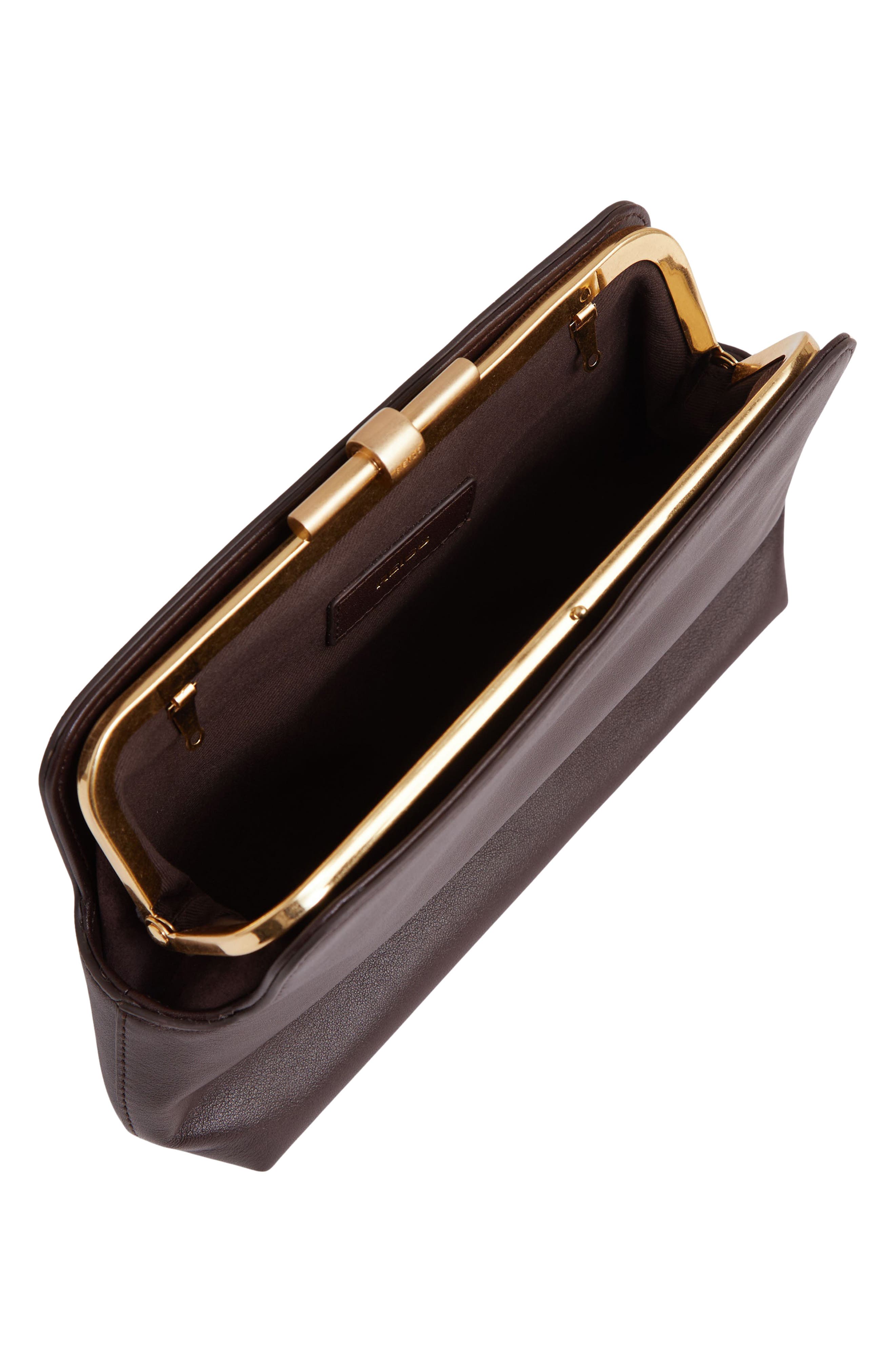 Bethany Leather Frame Clutch, Alternate, color, BURGUNDY