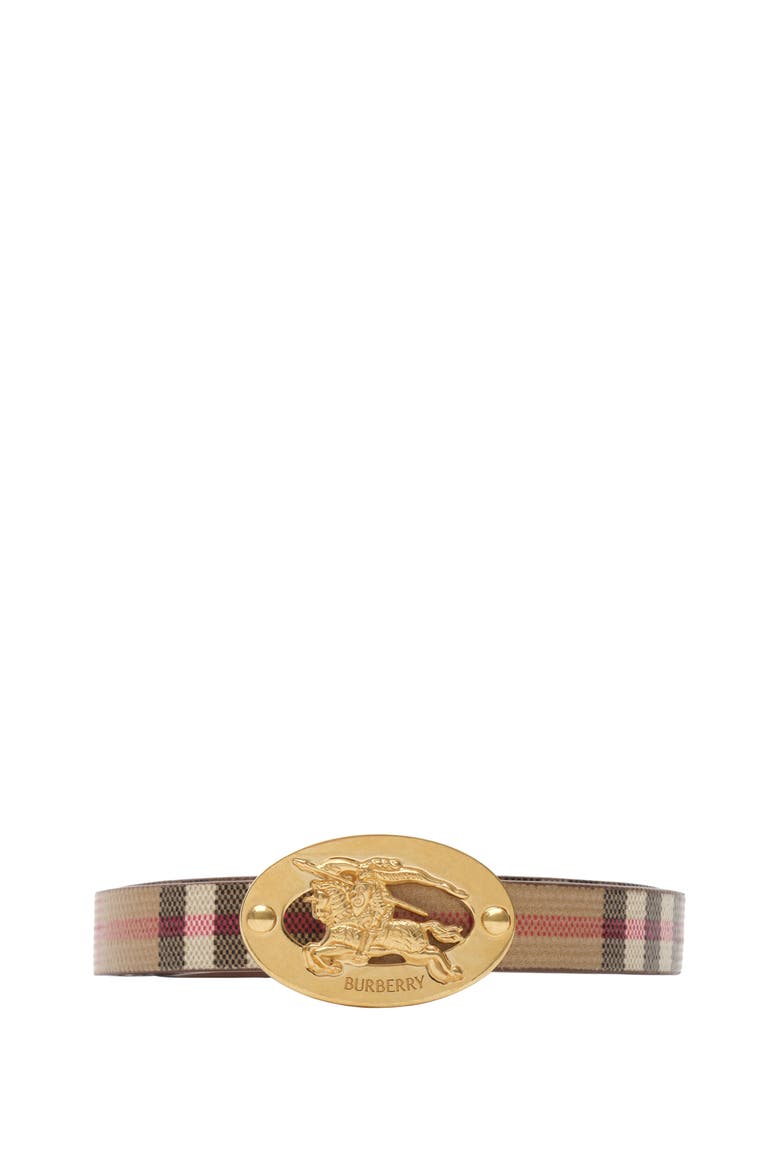 Thin Reversible Check Oval Belt, Main, color, Archive beige/tobacco brown