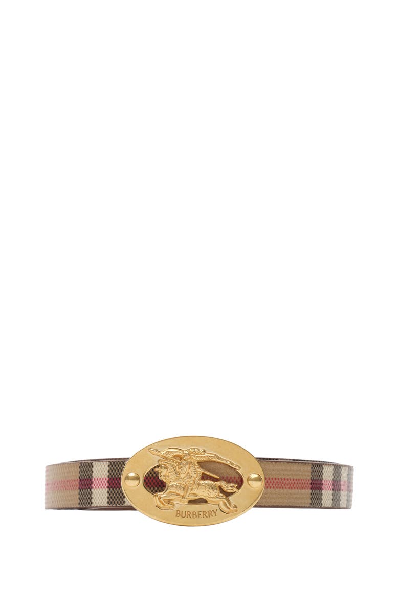 Burberry Thin Reversible Check Oval Belt, Main, color, Archive Beige/Tobacco Brown
